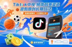 Tiktok中视频体育赛道混剪原创长期玩法，靠播放量賺米，小白轻松上手-数智网创