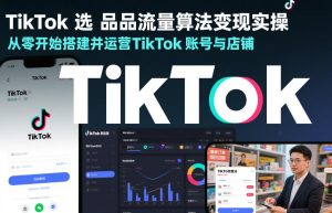 TikTok选品流量算法变现实操，从零开始搭建并运营TikTok账号与店铺-数智网创