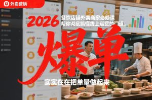 2026餐饮店铺外卖商家必修课，帮你彻底搞懂线上运营的门道，实实在在把单量做起来-数智网创