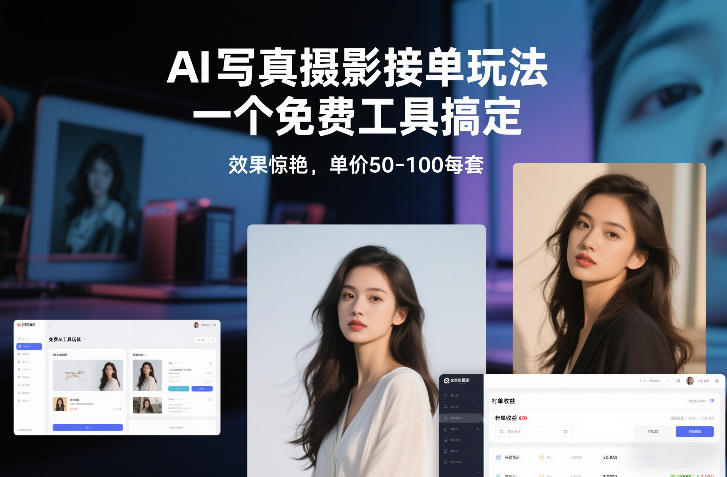 AI写真摄影接单玩法，一个免费工具搞定，效果惊艳，单价50-100每套-数智网创