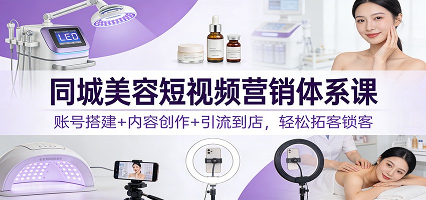 同城美容短视频营销体系课：账号搭建+内容创作+引流到店，轻松拓客锁客-数智网创