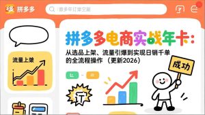 拼多多电商实战年卡：从选品上架、流量引爆到实现日销千单的全流程操作(更新2026-数智网创