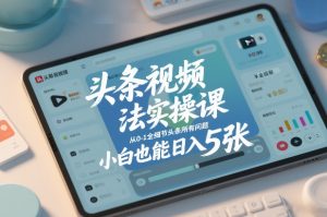 头条视频玩法实操课，从0-1全细节头条所有问题，小白也能日入5张-数智网创