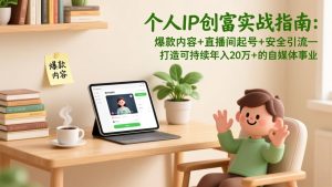 个人IP创富实战指南：爆款内容+直播间起号+安全引流，打造可持续年入20万+的自媒体事业-数智网创