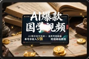 AI爆款国学视频，独家起号方法，小白直接上手，当天可见收益，单号日收入5张+附保姆级教程-数智网创