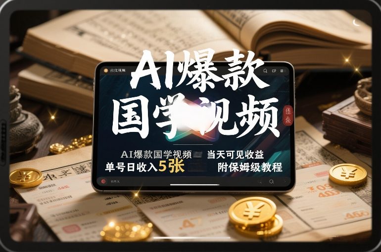 AI爆款国学视频，独家起号方法，小白直接上手，当天可见收益，单号日收入5张+附保姆级教程-数智网创