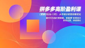 拼多多高阶盈利课(更新2026-1月-数智网创