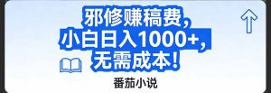 番茄小说赚稿费邪修玩法无需成本，日入1000+，超级简单！-数智网创