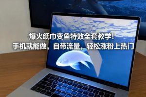 爆火纸巾变鱼特效全套教学！手机就能做，自带流量，轻松涨粉上热门-数智网创