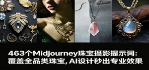 463个Midjourney珠宝摄影提示词：覆盖全品类珠宝，AI设计秒出专业效果-数智网创