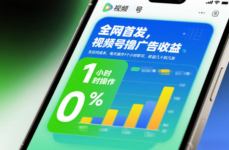 全网首发,视频号撸广告收益,无任何成本,每天操作1个小时即可,收益几十到几张-数智网创