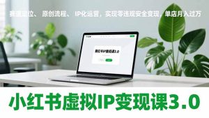 小红书虚拟IP变现课3.0，赛道定位、原创流程、IP化运营，实现零违规安全变现，单店月入过万-数智网创