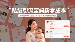 私域引流宝妈粉零成本流程简单月入超过1W+适合小白想做副业的-数智网创