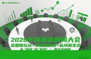 2026年度掘金破局大会，流量新玩法+实体新机遇+私域新生态，从“知道”到“做到”的实战赋能-数智网创