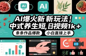 AI爆火新玩法，中式养生短视频，日收益1k+条条作品爆款，小白直接上手，附详细教程-数智网创
