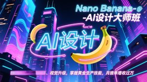 Nano Banana-AI设计大师班，修图合成、广告创作、视觉升级，掌握黄金生产技能，月接单增收过万-数智网创