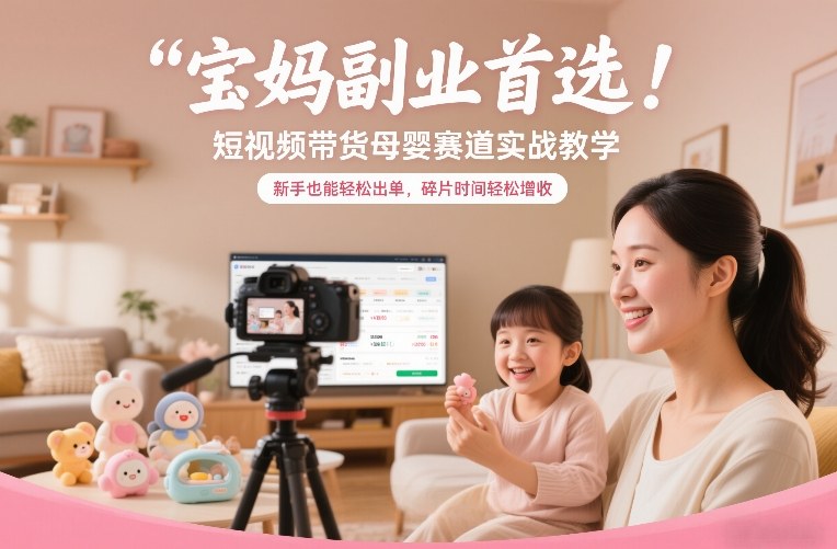 宝妈副业首选！短视频带货母婴赛道实战教学，新手也能轻松出单，碎片时间轻松增收-数智网创