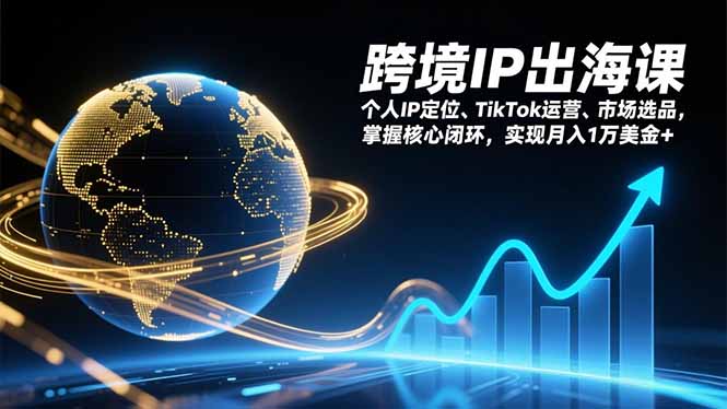 跨境IP出海课,个人IP定位、TikTok运营、市场选品,掌握核心闭环,实现月入1万美金+-数智网创