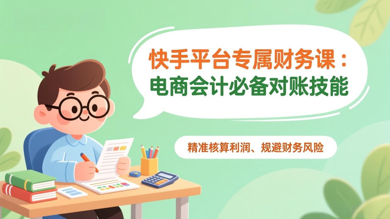 快手平台专属财务课：电商会计必备对账技能，精准核算利润、规避财务风险-数智网创