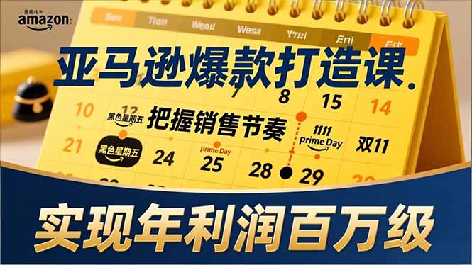 亚马逊爆款打造课，大促节点、全年规划、淡旺季打法，把握销售节奏，实现年利润百万级-数智网创