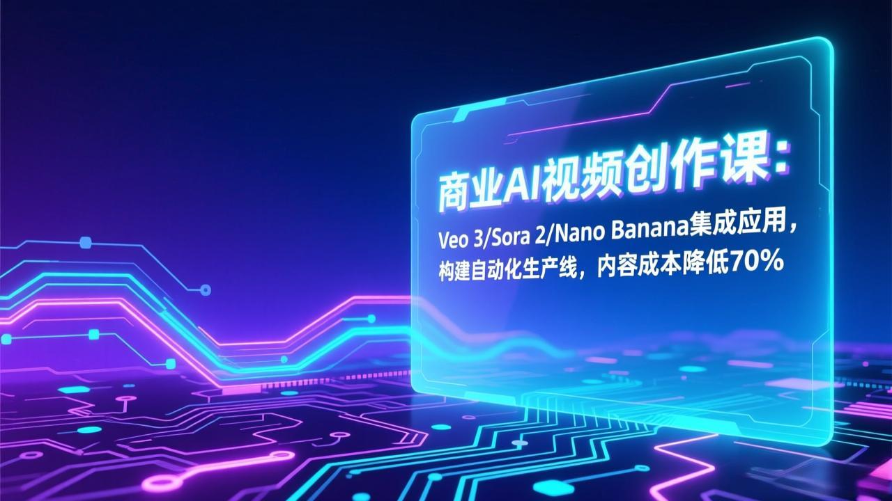 商业AI视频创作课：Veo 3/Sora 2/Nano Banana集成应用，构建自动化生产线，内容成本降低70%-数智网创