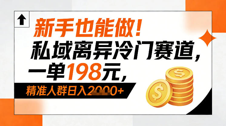 新手也能做！私域离异冷门赛道，一单198，精准人群日入1k+-数智网创