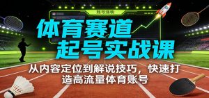 体育赛道起号实战课：从内容定位到解说技巧，快速打造高流量体育账号-数智网创