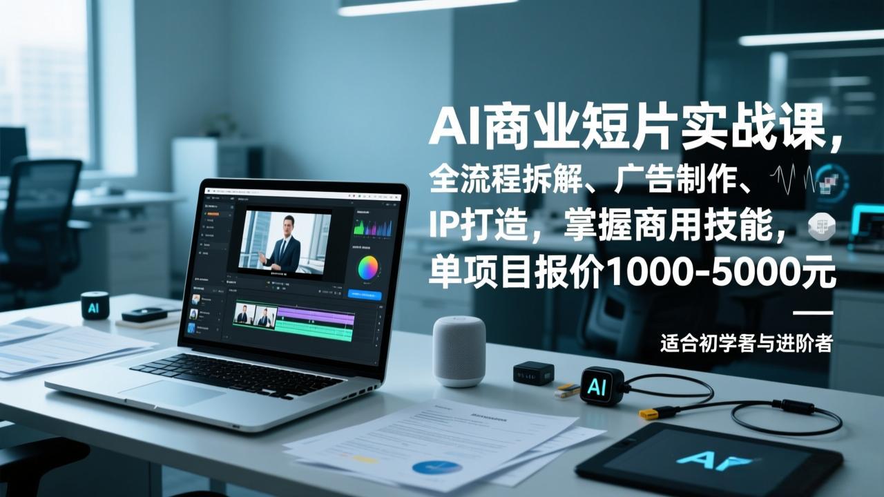 AI商业短片实战课，全流程拆解、广告制作、IP打造，掌握商用技能，单项目报价1000-5000元-数智网创