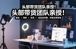 头部带货团队亲授！专业短视频实拍带货课：桌拍+涨粉+投流+选品全攻略，快速出单变现，月入2w+-数智网创