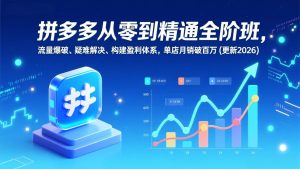 拼多多从零到精通全阶班，流量爆破、疑难解决，构建盈利体系，单店月销破百万(更新2026-数智网创