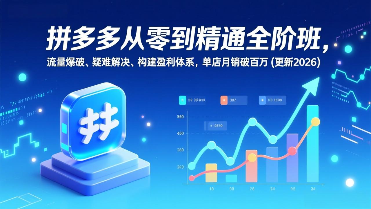 拼多多从零到精通全阶班，流量爆破、疑难解决，构建盈利体系，单店月销破百万(更新2026-数智网创