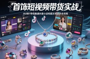 首饰短视频带货实战，从0到1带你跑通抖音小店和图文带货的全流程-数智网创