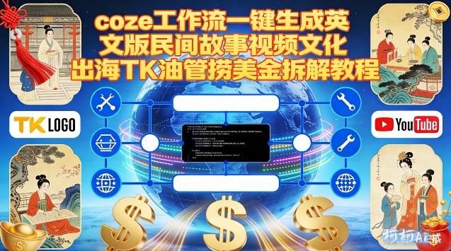 Coze扣子工作流一键生成英文版民间故事视频，文化出海TK油管捞美金拆解教程-数智网创