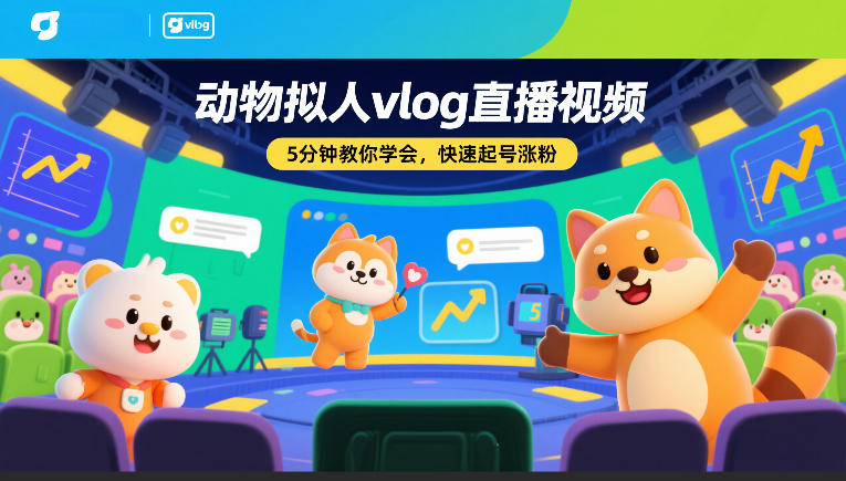 动物拟人vlog直播视频，5分钟教你学会，快速起号涨粉-数智网创