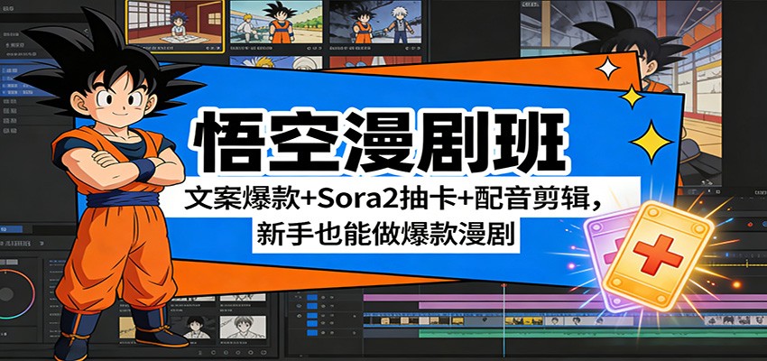 悟空漫剧班：文案爆款+Sora2抽卡+配音剪辑，新手也能做爆款漫剧-数智网创