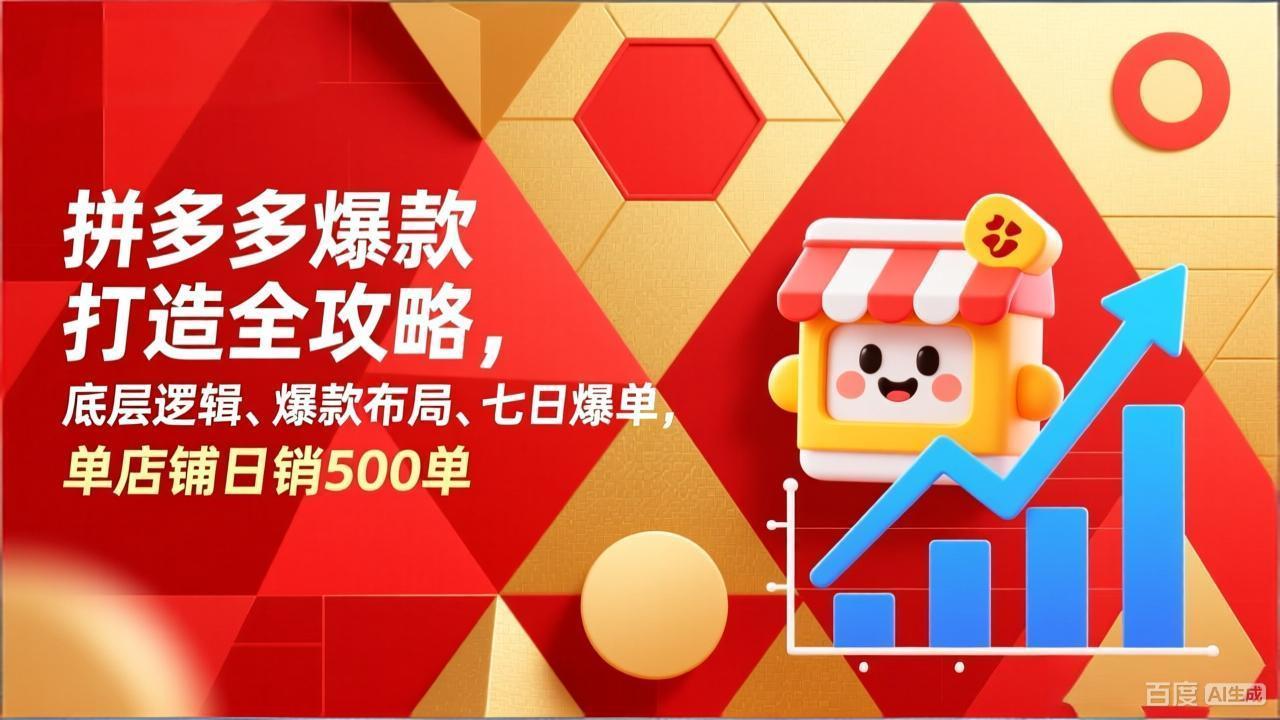 拼多多爆款打造全攻略，底层逻辑、爆款布局、七日爆单，单店铺日销500单-数智网创
