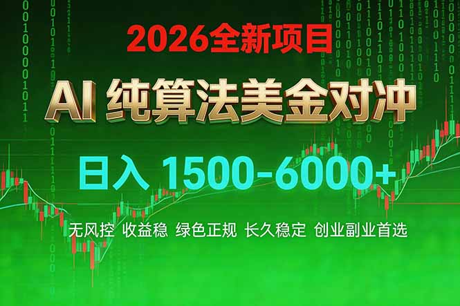 2026 全新美金对冲项目,不套平台赠金,不封号,纯算法对冲,日入 1500-6000+-数智网创