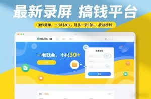 最新录屏搞钱平台，操作简单，一看就会，一小时30+，号多一天3张+，收益秒到【揭秘】-数智网创