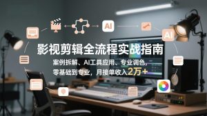 影视剪辑全流程实战指南，案例拆解、AI工具应用、专业调色，零基础到专业，月接单收入2万+-数智网创