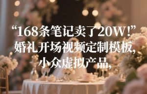 168条笔记卖了20W！婚礼开场视频定制模板，小众虚拟产品-数智网创