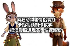 疯狂动物城情侣装打卡短视频制作教学，把浪漫照进现实，快速涨粉-数智网创
