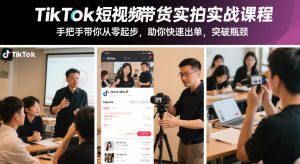TikTok短视频带货实拍实战课程，手把手带你从零起步，助你快速出单，突破瓶颈-数智网创