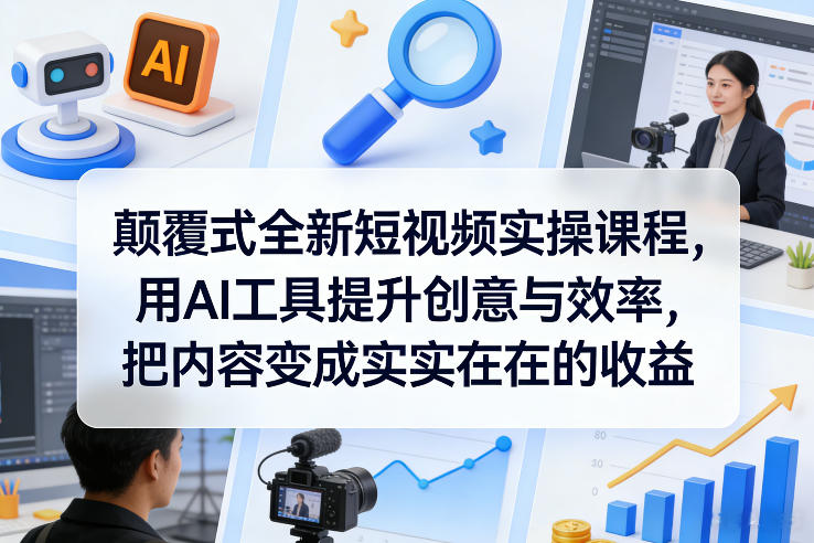颠覆式全新短视频实操课程，用AI工具提升创意与效率，把内容变成实实在在的收益-数智网创