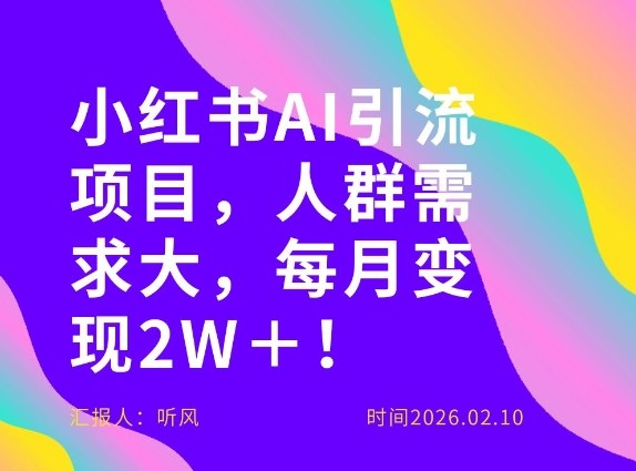 她通过这个AI项目每月做到2W＋的收入，最新小红书AI项目，人群需求大！-数智网创