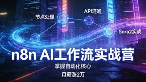 n8n AI工作流实战营，节点处理+API连通+Sora2实战，掌握自动化核心月薪涨2万-数智网创