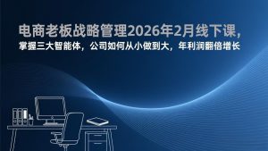 电商老板战略管理2026年2月线下课，掌握三大智能体，公司如何从小做到大，年利润翻倍增长-数智网创