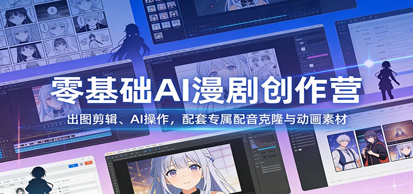 零基础AI漫剧创作营:出图剪辑、AI操作,配套专属配音克隆与动画素材-数智网创