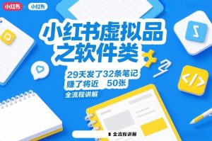 小红书虚拟品之软件类，29天发了32条笔记，賺了将近50张，全流程讲解-数智网创