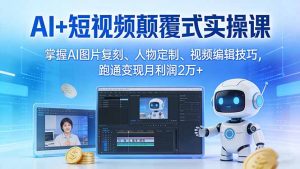 AI+短视频颠覆式实操课:掌握AI图片复刻、人物定制、视频编辑技巧,跑通变现月利润2万+-数智网创
