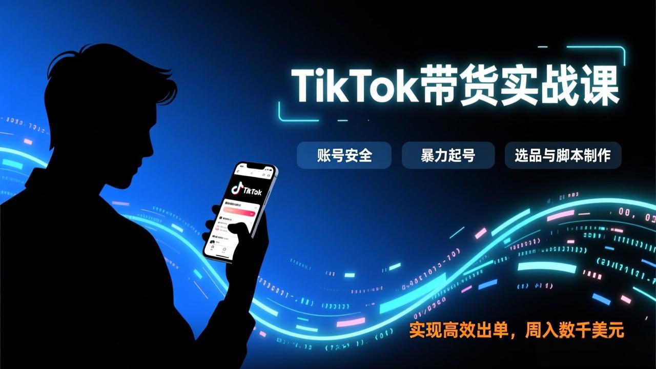TikTok带货实战课，涵盖账号安全、暴力起号、选品与脚本制作，实现高效出单，周入数千美元-数智网创